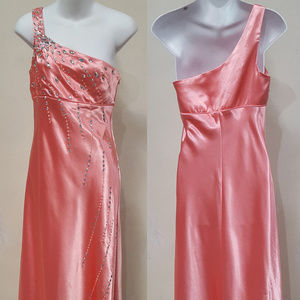Hand Embellished Peach Evening Dress by an Artisan